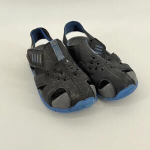 Wonder Nation Toddler Boys Black and Blue Bump Toe Sandals (Size 7/8) #TM225